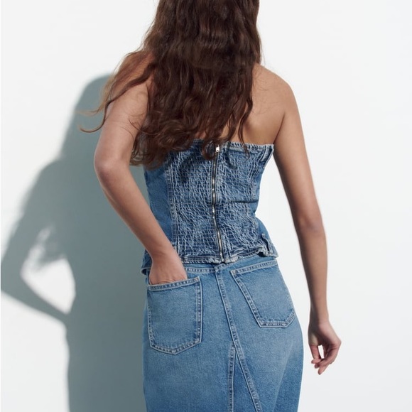 Zara Corset Style Denim Top - Picture 12 of 17